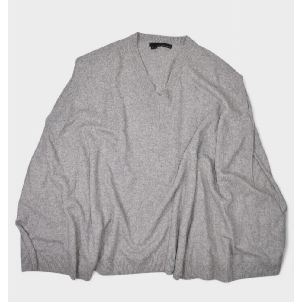 360 Cashmere Sweater Womens Small Grey Poncho Shawl Tunic V Neck Oversized